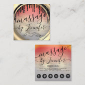 6パンチズマッサージスパウェルネススタジオユニーク金ゴールド スクエア名刺 (正面/裏面)