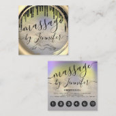 6パンチズマッサージスパウェルネススタジオユニーク スクエア名刺 (正面/裏面)