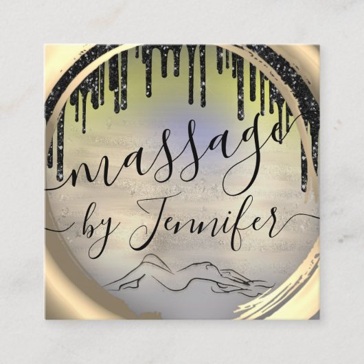 6パンチズマッサージスパウェルネススタジオユニーク スクエア名刺 (正面)