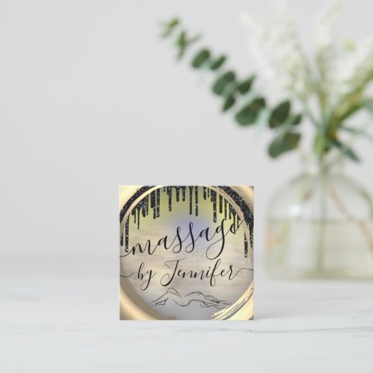 6パンチズマッサージスパウェルネススタジオユニーク スクエア名刺 (スタンド正面)