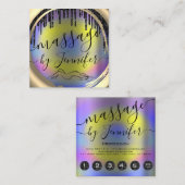 6パンチズマッサージスパウェルネススタジオ金ゴールドフレーム スクエア名刺 (正面/裏面)