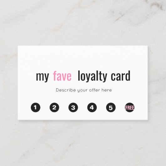 6パンチピンク美しいサロンお客様ロイヤリティカード ロイヤリティカード (正面)