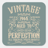 6パーソナライズされたヴィンテージ60歳の誕生日パーティー スクエアシール (正面)