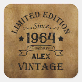 6パーソナライズされたヴィンテージ60歳の誕生日パーティー スクエアシール