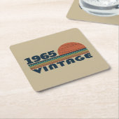 6パーソナライズされたヴィンテージ60歳の誕生日パーティー スクエアペーパーコースター (アングル)