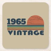 6パーソナライズされたヴィンテージ60歳の誕生日パーティー スクエアペーパーコースター (正面)