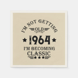 6パーソナライズされたヴィンテージ60歳の誕生日パーティー スタンダードカクテルナプキン