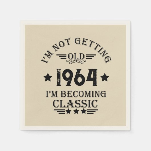 6パーソナライズされたヴィンテージ60歳の誕生日パーティー スタンダードカクテルナプキン (正面)