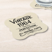 6パーソナライズされたヴィンテージ60歳の誕生日パーティー ペーパーコースター (アングル)