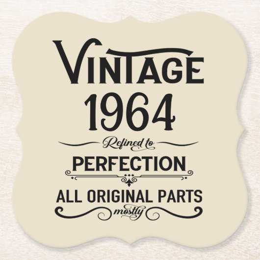 6パーソナライズされたヴィンテージ60歳の誕生日パーティー ペーパーコースター (正面)