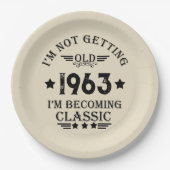 6パーソナライズされたヴィンテージ60歳の誕生日パーティー ペーパープレート (正面)