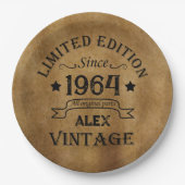 6パーソナライズされたヴィンテージ60歳の誕生日パーティー ペーパープレート (正面)