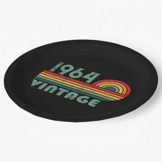 6パーソナライズされたヴィンテージ60歳の誕生日パーティー ペーパープレート (アングル)