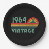 6パーソナライズされたヴィンテージ60歳の誕生日パーティー ペーパープレート (正面)
