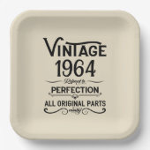 6パーソナライズされたヴィンテージ60歳の誕生日パーティー ペーパープレート (正面)