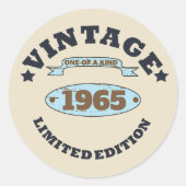 6パーソナライズされたヴィンテージ60歳の誕生日パーティー ラウンドシール (正面)