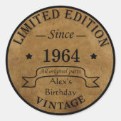 6パーソナライズされたヴィンテージ60歳の誕生日パーティー ラウンドシール (正面)