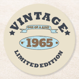 6パーソナライズされたヴィンテージ60歳の誕生日パーティー ラウンドペーパーコースター