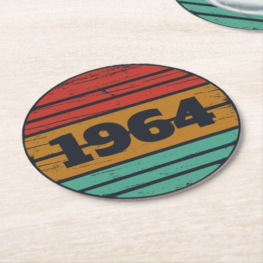6パーソナライズされたヴィンテージ60歳の誕生日パーティー ラウンドペーパーコースター (アングル)