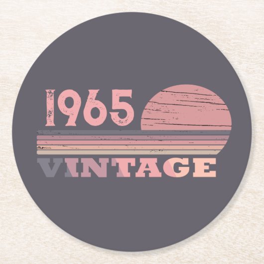 6パーソナライズされたヴィンテージ60歳の誕生日パーティー ラウンドペーパーコースター (正面)