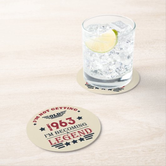 6パーソナライズされたヴィンテージ60歳の誕生日パーティー ラウンドペーパーコースター (インサイチュ)