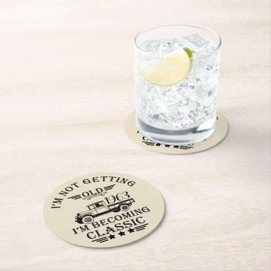 6パーソナライズされたヴィンテージ60歳の誕生日パーティー ラウンドペーパーコースター (インサイチュ)