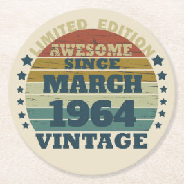 6パーソナライズされたヴィンテージ60歳の誕生日パーティー ラウンドペーパーコースター