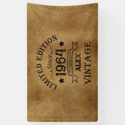 6パーソナライズされたヴィンテージ60歳の誕生日パーティー 横断幕 (縦)