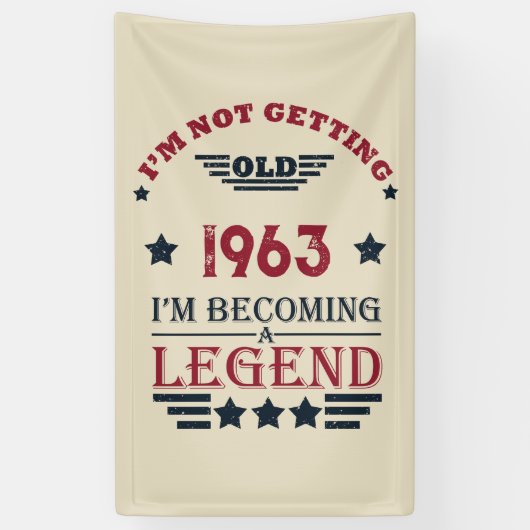 6パーソナライズされたヴィンテージ60歳の誕生日パーティー 横断幕 (縦)