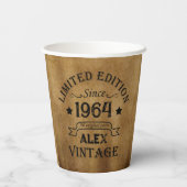 6パーソナライズされたヴィンテージ60歳の誕生日パーティー 紙コップ (裏面)