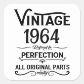 6パーソナライズされたヴィンテージ60歳の誕生日プレゼント スクエアシール (正面)