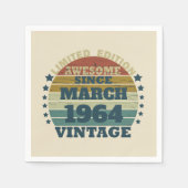 6パーソナライズされたヴィンテージ60歳の誕生日プレゼント スタンダードカクテルナプキン (正面)