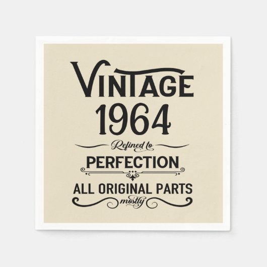 6パーソナライズされたヴィンテージ60歳の誕生日プレゼント スタンダードカクテルナプキン (正面)