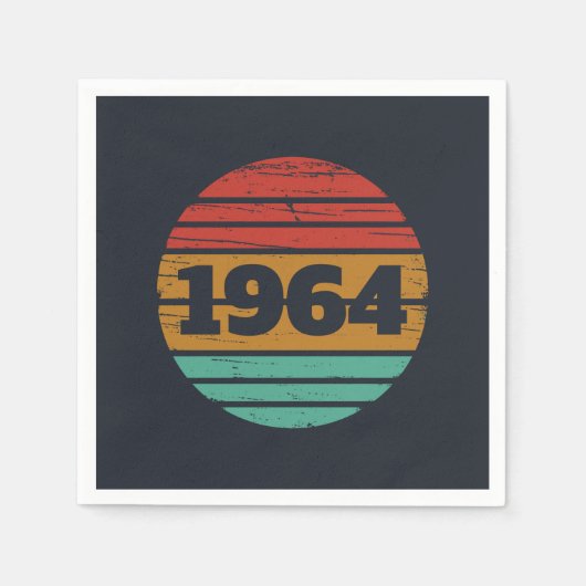 6パーソナライズされたヴィンテージ60歳の誕生日プレゼント スタンダードカクテルナプキン (正面)