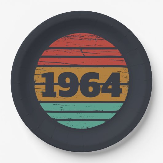 6パーソナライズされたヴィンテージ60歳の誕生日プレゼント ペーパープレート (正面)