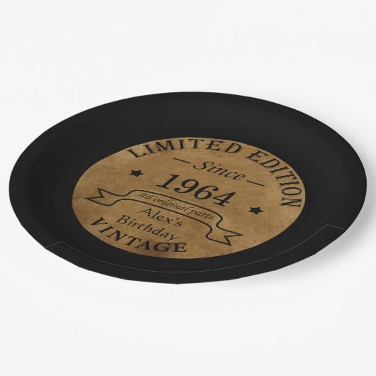 6パーソナライズされたヴィンテージ60歳の誕生日プレゼント ペーパープレート (アングル)