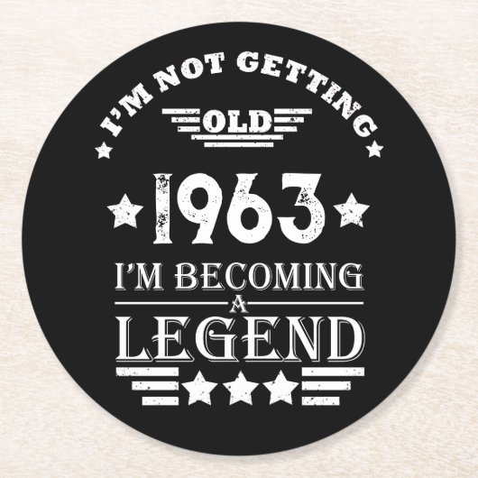 6パーソナライズされたヴィンテージ60歳の誕生日プレゼント ラウンドペーパーコースター (正面)