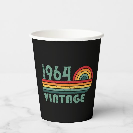 6パーソナライズされたヴィンテージ60歳の誕生日プレゼント 紙コップ (裏面)