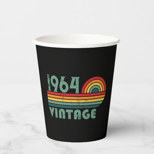 6パーソナライズされたヴィンテージ60歳の誕生日プレゼント 紙コップ (正面)