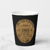 6パーソナライズされたヴィンテージ60歳の誕生日プレゼント 紙コップ (裏面)
