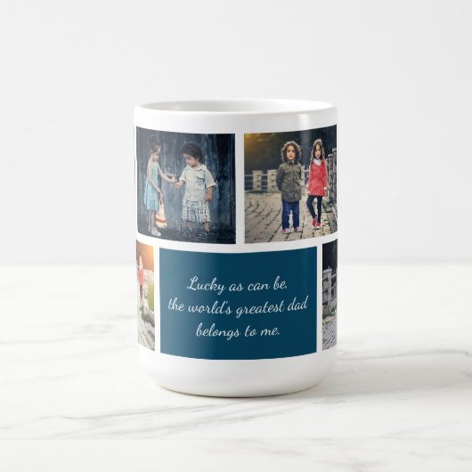 6パーソナライズされた家族写真コラージュ父の日 コーヒーマグカップ (中央)