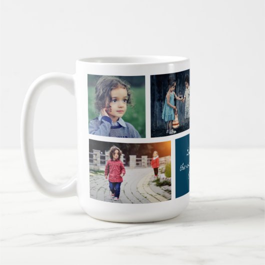6パーソナライズされた家族写真コラージュ父の日 コーヒーマグカップ (左)