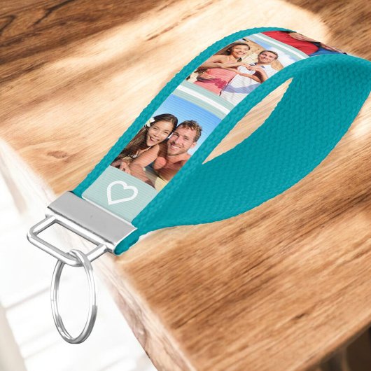 6パーソナライズされた枚のコラージュのカップルハート リストバンドキーホルダー