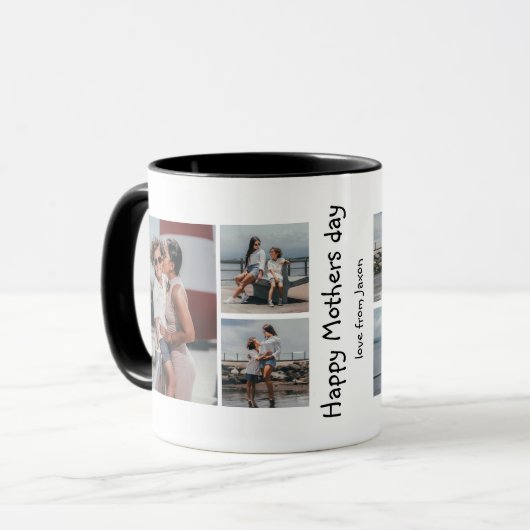 6パーソナライズされた枚のコラージュ |母の日 マグカップ (正面左)