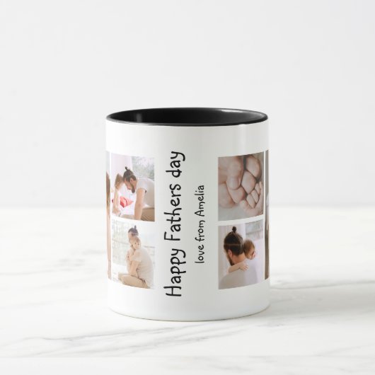 6パーソナライズされた枚のコラージュ |父の日 マグカップ (中央)