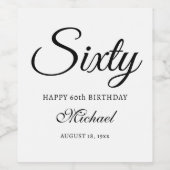6パーソナライズされた歳～60誕生日 ワインラベル (シングルラベル)