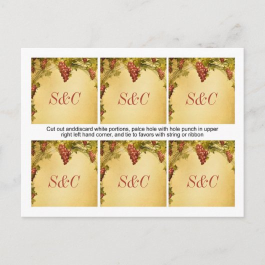 6ビンヤード結婚式の引き出物ラベル ポストカード (正面)