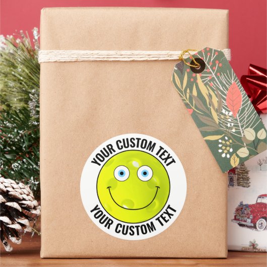 6ピックボールパーソナライズされた文字カスタムハッピー顔 ラウンドシール (クリスマス)