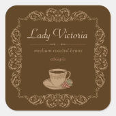 6ピースのヴィンテージブラウンカスタムコーヒー スクエアシール (正面)