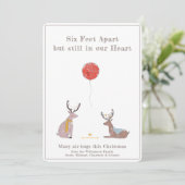 6フィート離れてキュートな楽しい鹿の検疫クリスマス シーズンカード (スタンド正面)